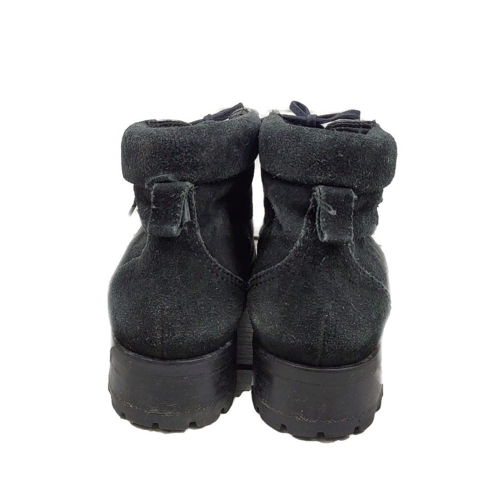 Talbots Iceland EUC Womens 7 Black Suede Lace Up Bombat Boots - Picture 7 of 10